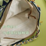 Large Wool Crocheted Grandma Square Grid Bag Retro Style Women's Bag - Image 5