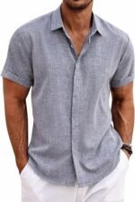 Men's Shirt Short Sleeve Casual Buckle - Image 2