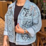 Stylish Casual Lace-panel Denim Jacket Comfortable And Short-length - Image 5