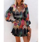 Flowers Print Long Sleeve Dress - Image 2