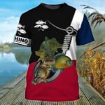 Male Creative Fishing Pattern Printed Short Sleeve - Image 9