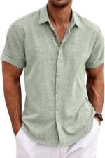Men's Shirt Short Sleeve Casual Buckle - Image 4