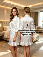 Custom Embroidery Name Satin Kimono Robe - Image 5