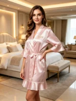 Custom Embroidery Name Satin Kimono Robe - Image 4