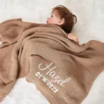 Personalized Name Baby Knitted Blanket Cotton 100x80cm