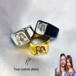 Custom Photo Engraved Stainless Steel Ring