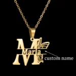 Custom Butterfly Name Necklace Stainless Steel Letter Pendant - Image 5