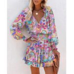 Flowers Print Long Sleeve Dress - Image 9