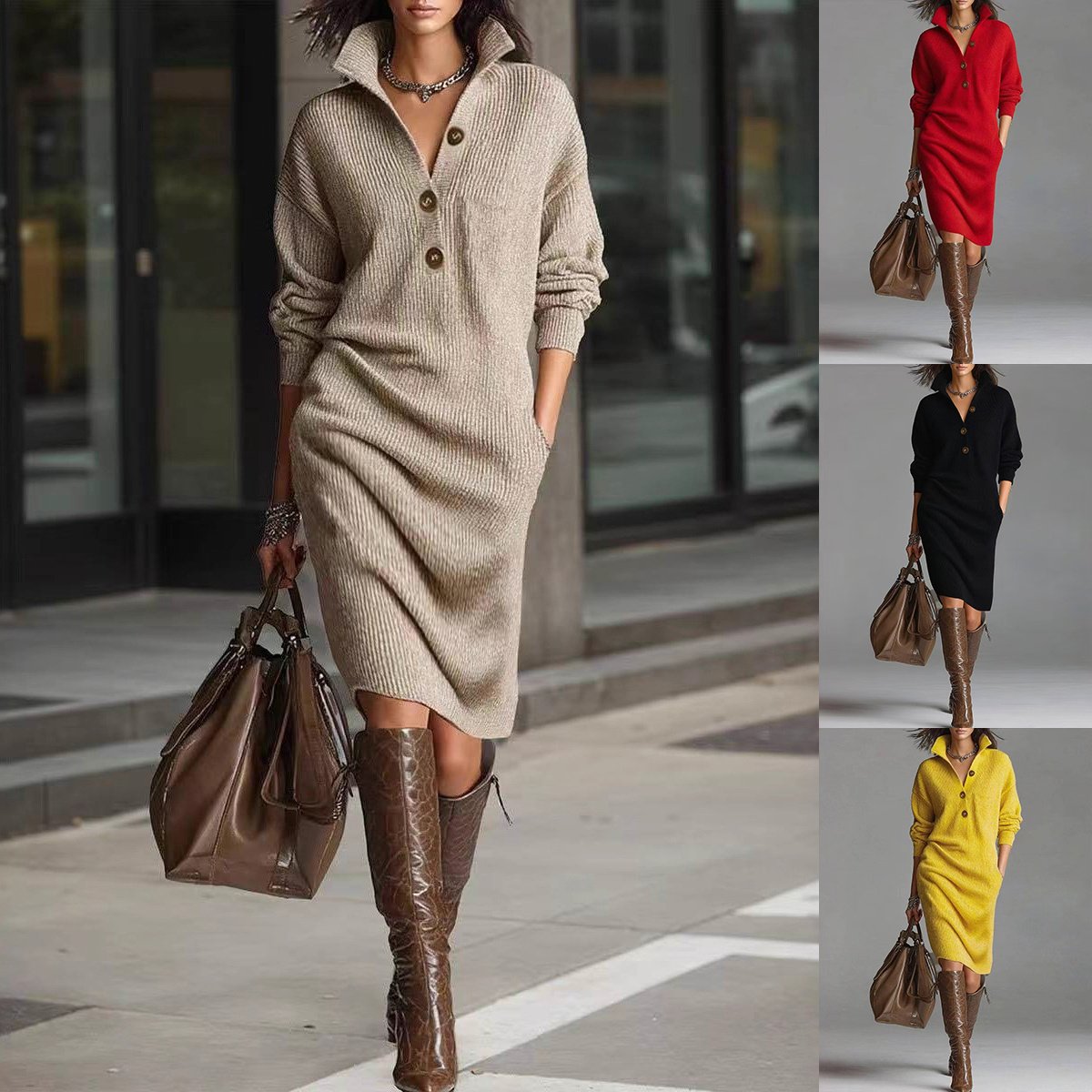 c7bbe4d1-5ef4-4efa-8703-37071832d449.jpg Fashion Warm Stand-up Collar V-neck - Image 1