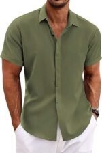 Men's Shirt Short Sleeve Casual Buckle - Image 5