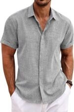 Men's Shirt Short Sleeve Casual Buckle - Image 7