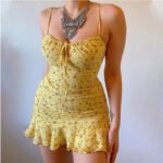 Floral Strap Chest Hollow Dress - Image 4