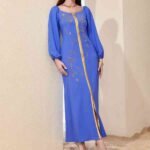 Square-neck Cinched Middle East Dubai Hand-stitched Maxi Dress - Image 2