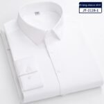 Seamless Elastic Vertical Men's Shirt Long Sleeve Solid Color Men's Shirt - Image 8