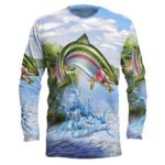 Men's Round Neck Pullover Fish Printed Long-sleeved Top