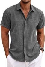 Men's Shirt Short Sleeve Casual Buckle - Image 6