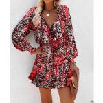 Flowers Print Long Sleeve Dress - Image 5