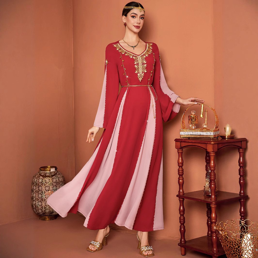ff8de020-c824-4c59-86dc-aceac0495411.jpg Labo Style Contrast Color ABAYA Formal Dress - Image 1
