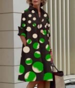 Elegant Polka-dot Printed Blouse Dress For Women - Image 5