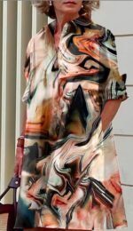 Elegant Polka-dot Printed Blouse Dress For Women - Image 10
