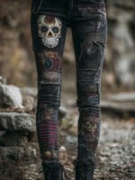 Womens Denim Jeans  Womens Trousers With Colorful 3D Floral Prints - Image 10