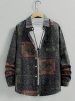 Mens Long-sleeve Striped Printed Shirt - Image 9