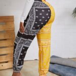 Paisley Contrasting Color Fashion Pants Double Pockets Positioning Print