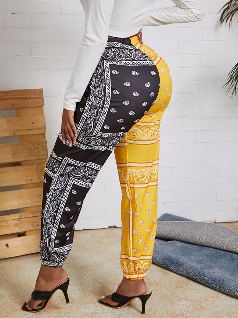 1613620725964.jpg Paisley Contrasting Color Fashion Pants Double Pockets Positioning Print - Image 1