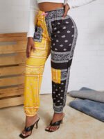 Paisley Contrasting Color Fashion Pants Double Pockets Positioning Print - Image 2