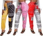 Paisley Contrasting Color Fashion Pants Double Pockets Positioning Print - Image 4