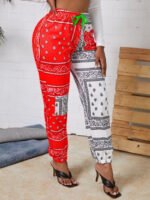 Paisley Contrasting Color Fashion Pants Double Pockets Positioning Print - Image 7