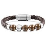 Stainless Steel Magnetic Clasp Genuine Leather Bracelet Stone Bracelet - Image 4