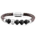 Stainless Steel Magnetic Clasp Genuine Leather Bracelet Stone Bracelet - Image 5