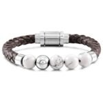 Stainless Steel Magnetic Clasp Genuine Leather Bracelet Stone Bracelet - Image 8