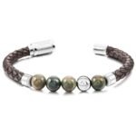 Stainless Steel Magnetic Clasp Genuine Leather Bracelet Stone Bracelet - Image 7