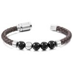 Stainless Steel Magnetic Clasp Genuine Leather Bracelet Stone Bracelet - Image 6