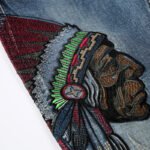 Embroidered Frayed Men's Jeans - Image 2