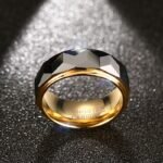 Tungsten Gold Ring Cut Flowers Between Gold - Image 4