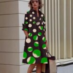 Elegant Polka-dot Printed Blouse Dress For Women