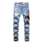 Embroidered Frayed Men's Jeans - Image 4