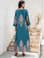 Middle East Abaya - Flower Printed Long Robe - Image 4