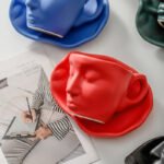 100ml Small Size Creative Person Face Kiss Ceramic Cup Dish - Image 3