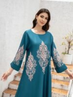Middle East Abaya - Flower Printed Long Robe - Image 3