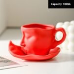 100ml Small Size Creative Person Face Kiss Ceramic Cup Dish - Image 9