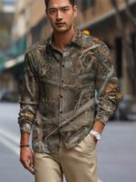Mens Long-sleeve Striped Printed Shirt - Image 8