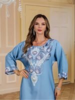Elegant Floral Print Long Sleeve Abaya