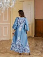 Elegant Floral Print Long Sleeve Abaya - Image 2