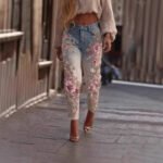 Womens Denim Jeans  Womens Trousers With Colorful 3D Floral Prints - Image 7