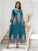 Middle East Abaya - Flower Printed Long Robe - Image 7