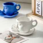 100ml Small Size Creative Person Face Kiss Ceramic Cup Dish - Image 6